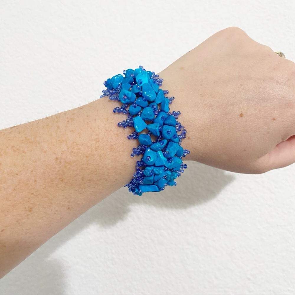 Turquoise Blue Beaded Rock Bracelet